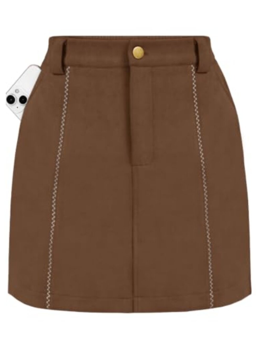 High Waisted Faux Suede Mini Pencil Skirt with Pockets